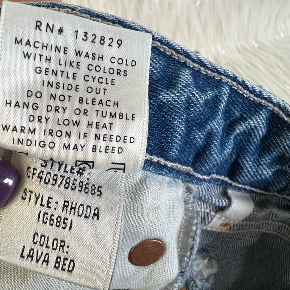 Grlfrnd Denim Rhoda Mini Skirt Blue Distressed Denim 5-Pockets USA 24 New - Picture 4 of 7